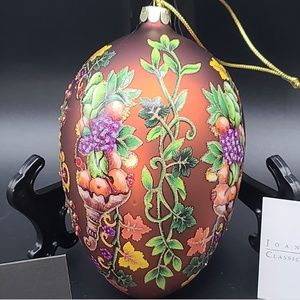 Joan Rivers Cornucopia Hand Painted Glass Egg Ornament